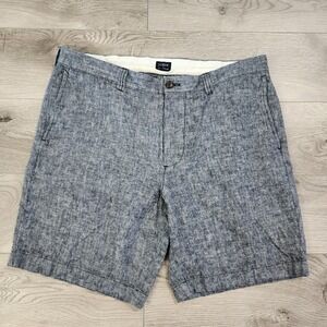 J Crew Short‎ Men's 34 Blue Chino Khaki 8 Inch Linen Blend Casual Preppy Solid